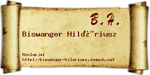 Biswanger Hiláriusz névjegykártya